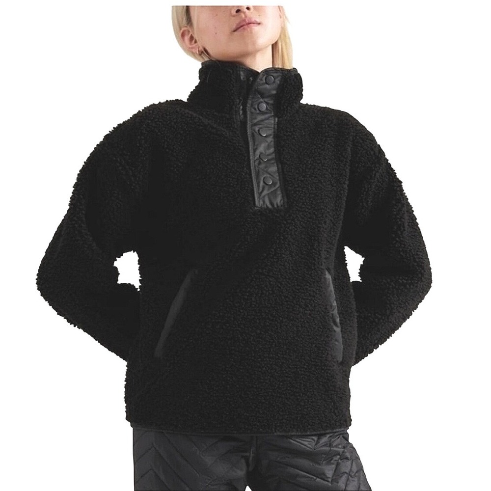 Athleta‎ Cozy Sherpa Snap Pullover in Black M